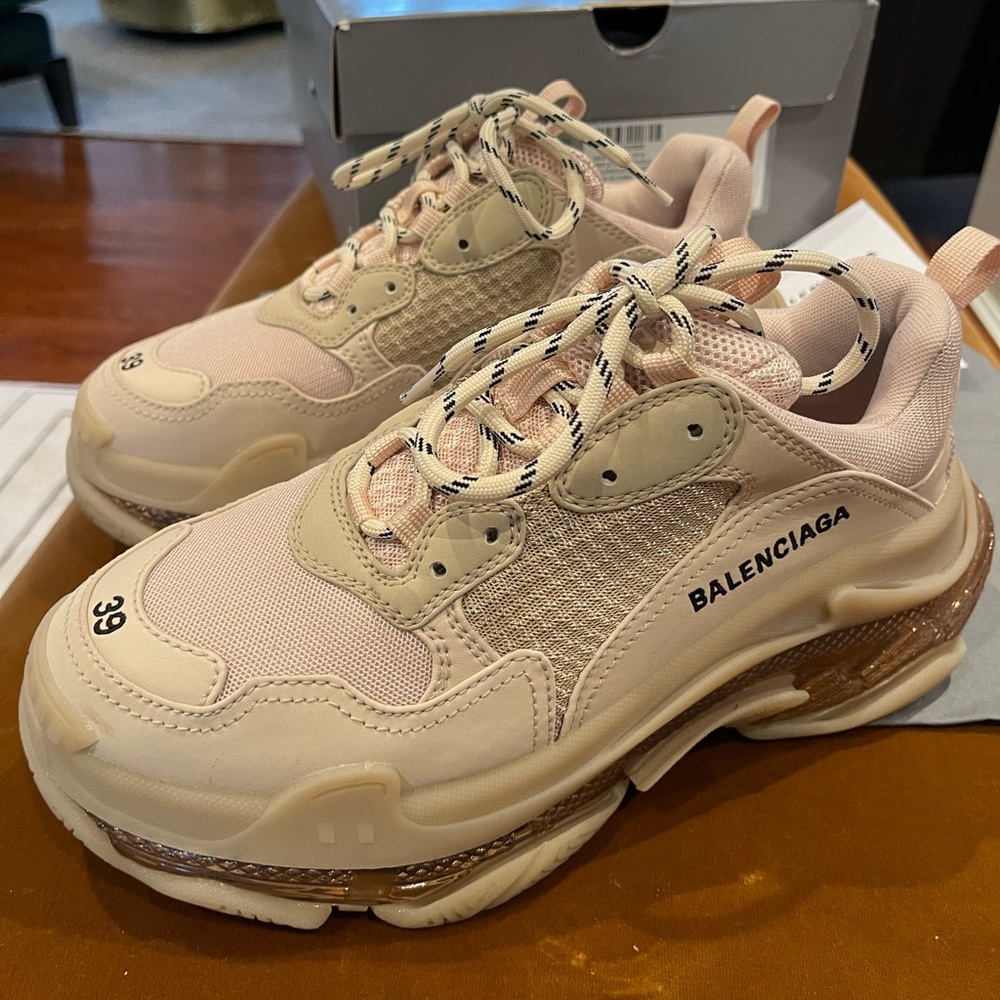 SOLD Balenciaga Clear Sole Triple S Sneakers - Nude